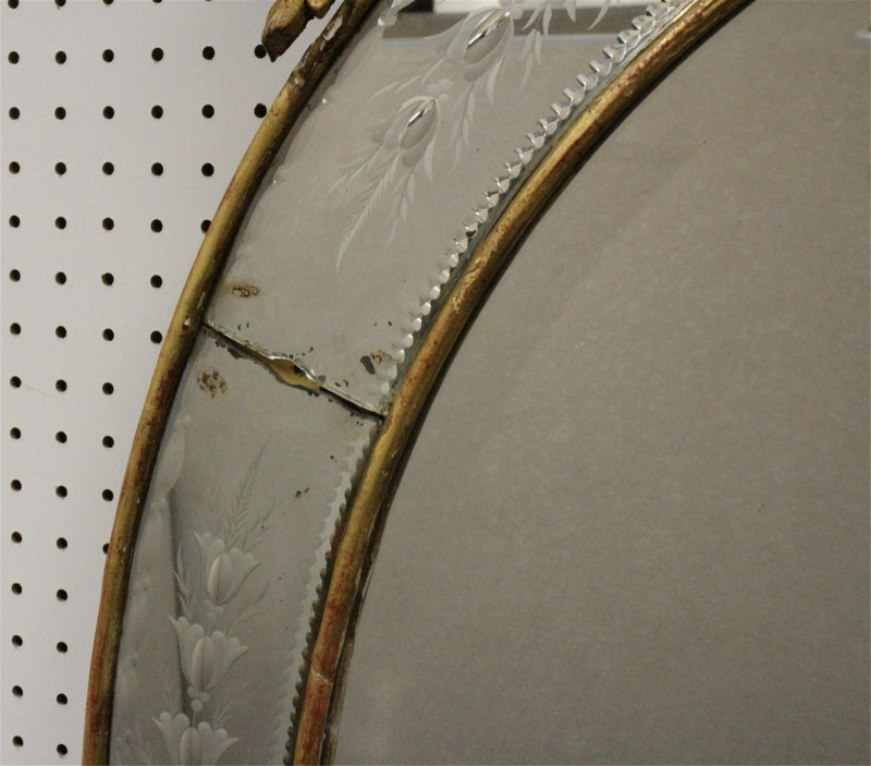Rococo Style Etched Giltwood & Composition Mirror