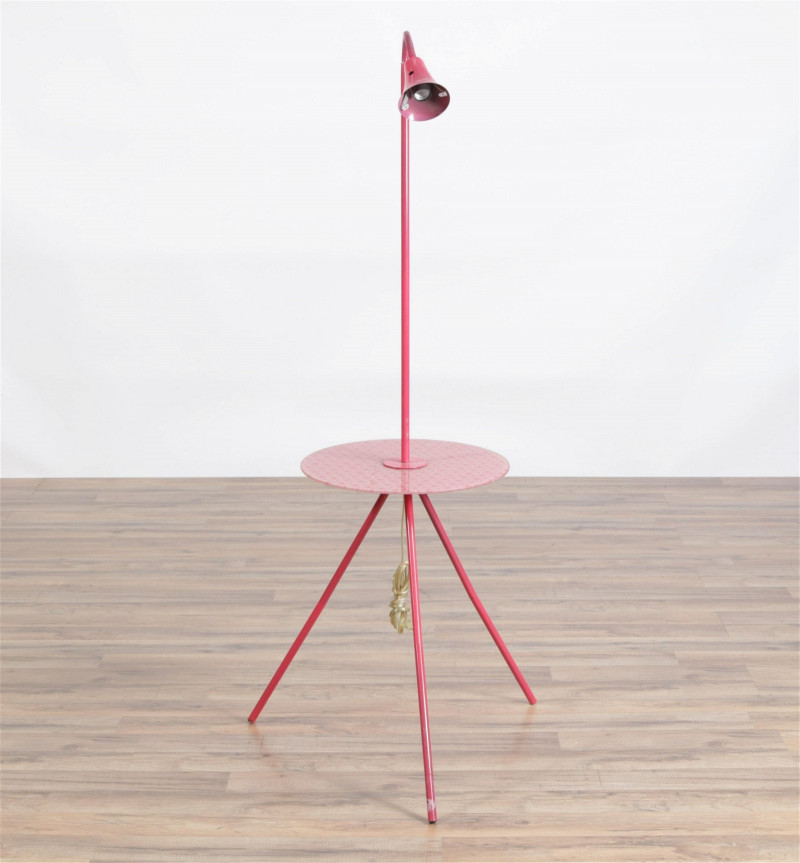 Contemporary Red Enameled Metal & Acrylic Lamp