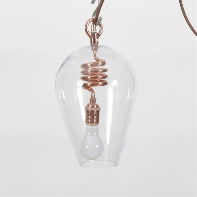 Image for Lot Modern 'Industrial' Copper & Glass Lantern