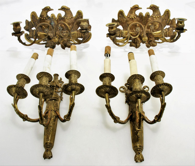 2 Pairs Classical Style Brass Sconces