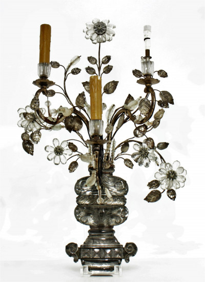 Image for Lot Baques Mirrored Cut Glass & Iron Sconce, c.1940