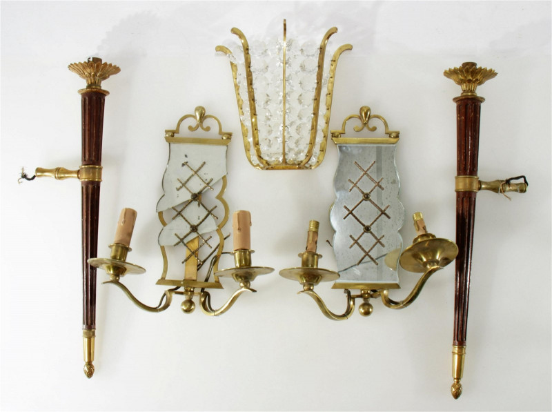 2 Pair French and Lobmeyr Sconces