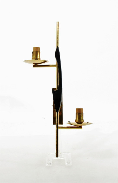 Image for Lot Modernist Brass & Black Painted Metal Sconce