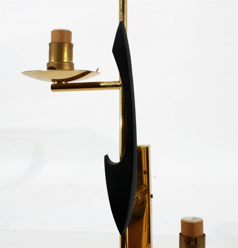 Modernist Brass & Black Painted Metal Sconce