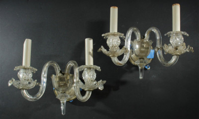 Eight Glass Scroll Arm and Prism Wall Sconces