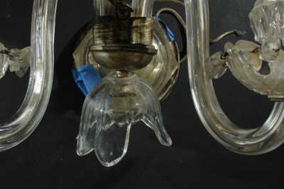 Eight Glass Scroll Arm and Prism Wall Sconces