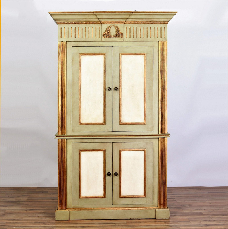 Classical Style Gilt & Painted Cabinet