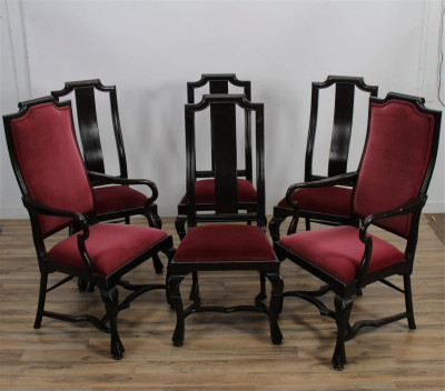 Set of 6 Queen Anne Style Dining Chairs