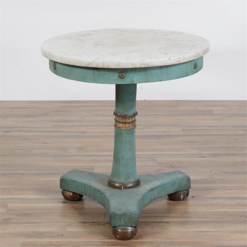 Empire Style Wood and Marble Pedestal Table