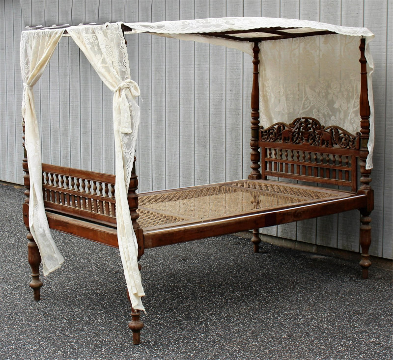 19th C. Anglo Indian Teak Twin Size Bed