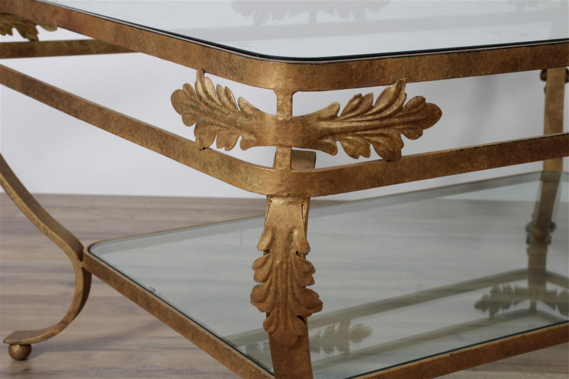 Rococo Style Gold Painted Iron Coffee Table