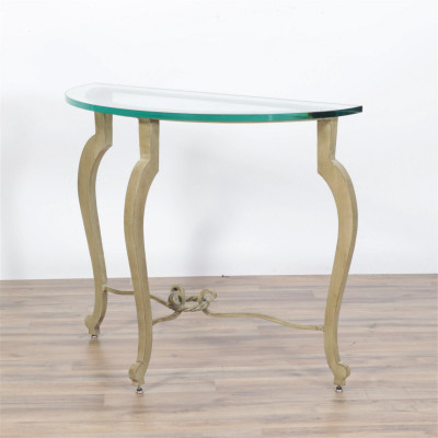 Image for Lot Classical Style Green Painted Iron Console
