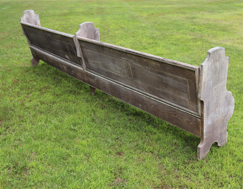 Vintage White Painted Pine Train Bench