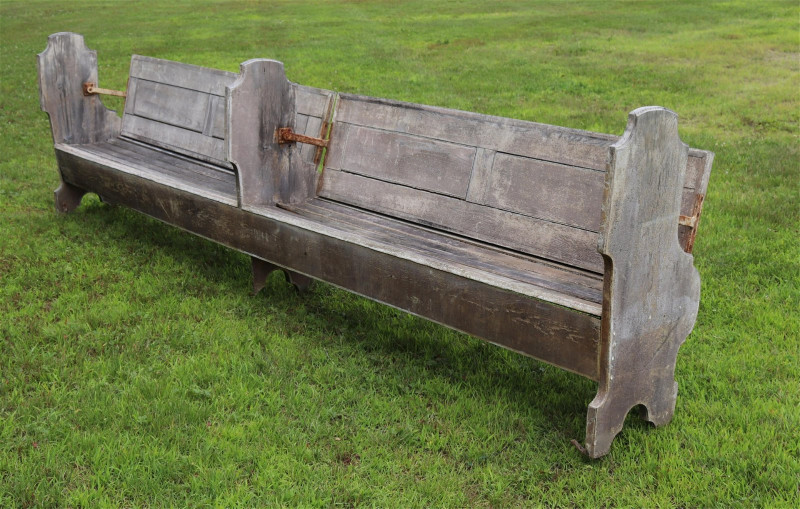 Vintage White Painted Pine Train Bench