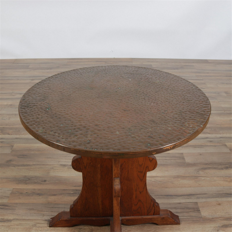 Mission Style Hammered Copper Top Side Table