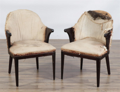 Image for Lot Pair French 40's Mahogany Tub Chairs