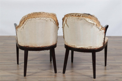 Pair French 40's Mahogany Tub Chairs