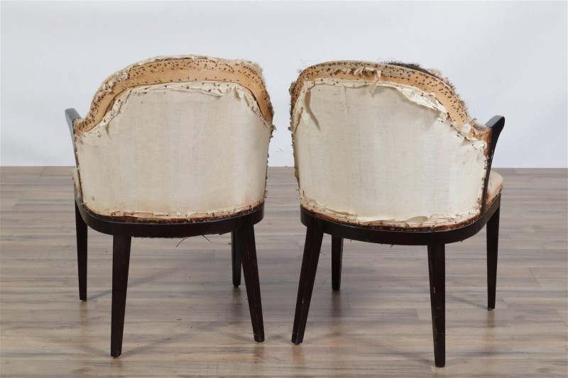 Pair French 40's Mahogany Tub Chairs