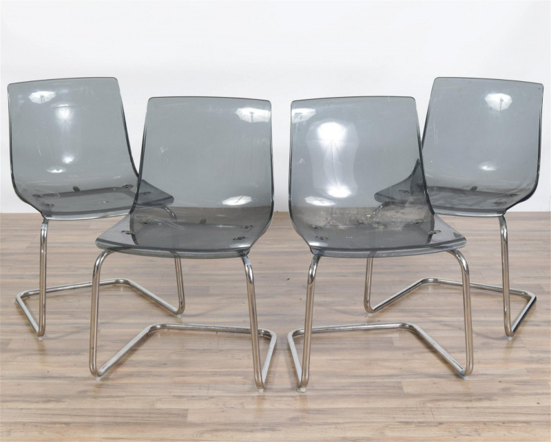 4 Carl Ojerstam Lucite & Chrome Chairs