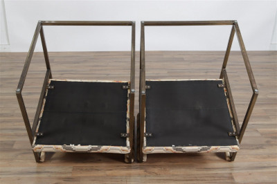 Pair Milo Baughman Metal Armchairs, c.1970
