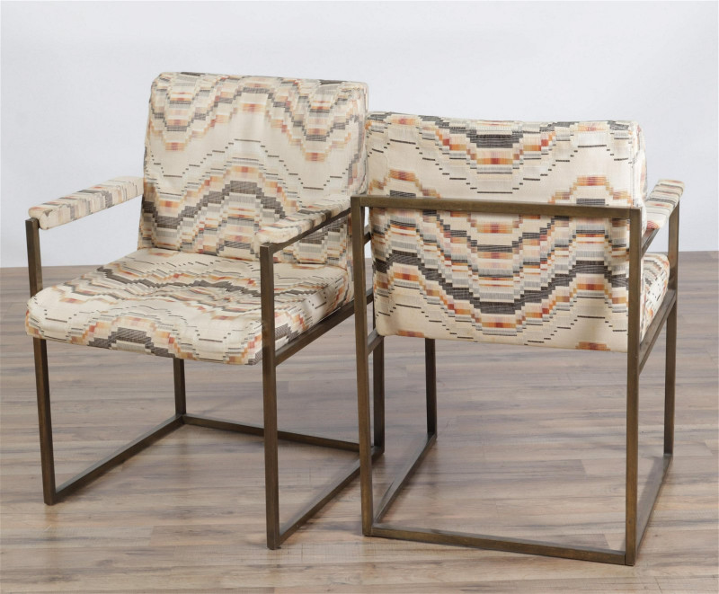 Pair Milo Baughman Metal Armchairs, c.1970
