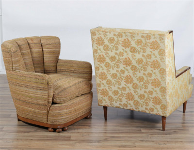 3 Mid Century Upholstered Club Chairs