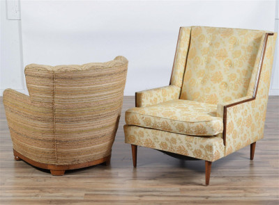 3 Mid Century Upholstered Club Chairs