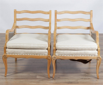 Image for Lot Pair Mid Century Pickled Cherry Armchairs