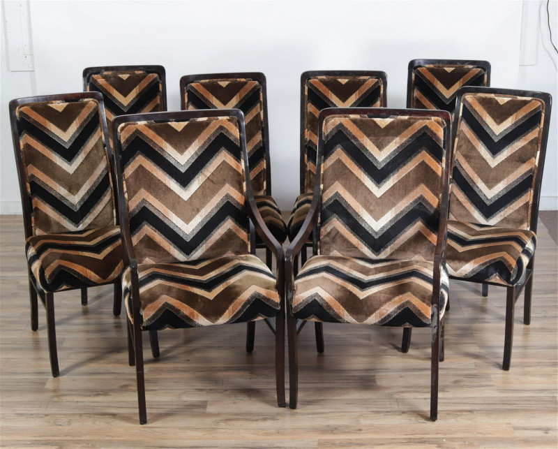 8 Directional Mahogany Stained Dining Chairs