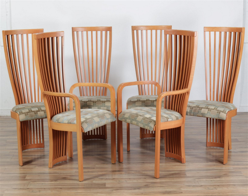 6 Tonon Modern Beechwood Dining Chairs, c.1980