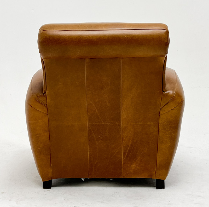 Mitchell Gold Leather Armchair and Ottoman