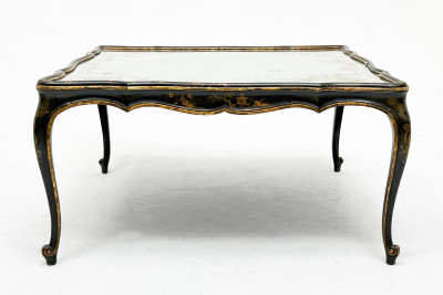 Image for Lot Louis XV Style Lacquered Low Table with Eglomise Mirror Top