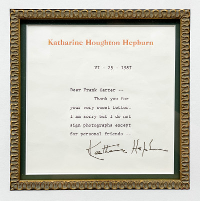 Katherine Hepburn Signed Letter With Photograph