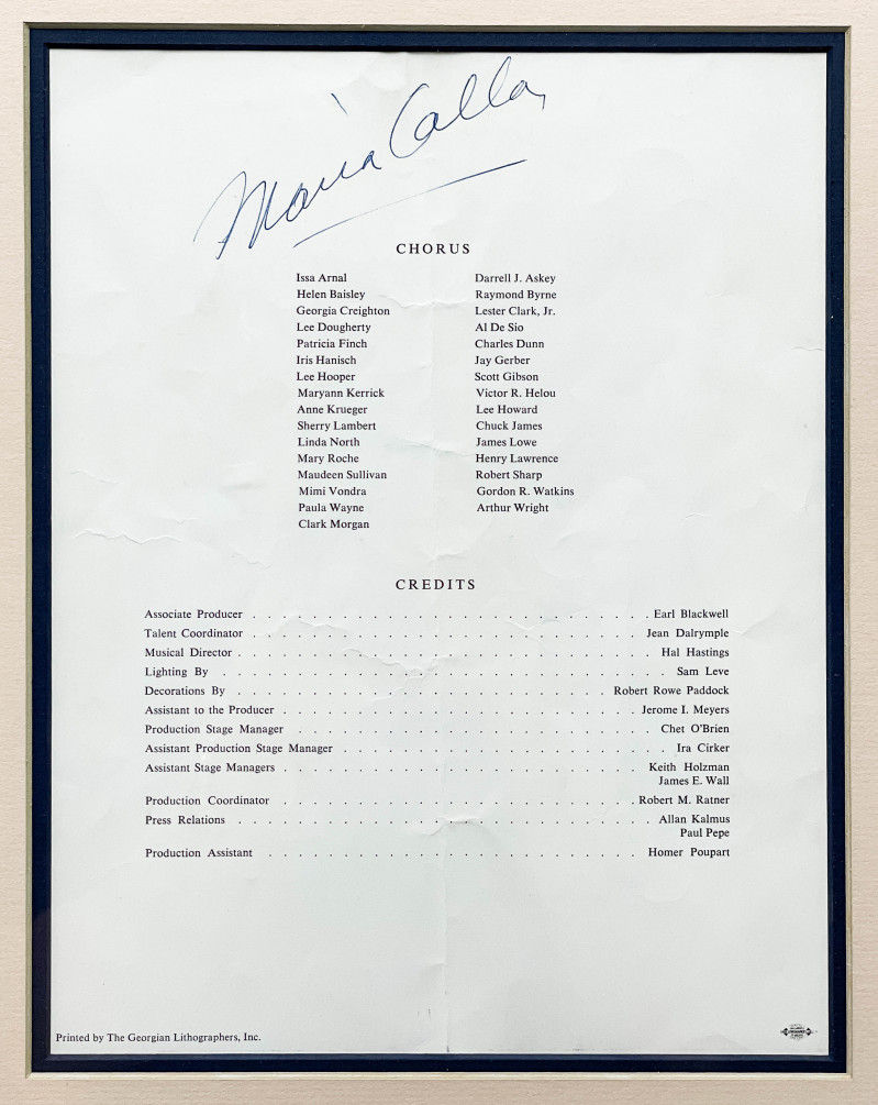 Maria Callas Signed Performance Program Page