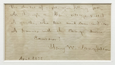 Henry W. Longfellow Signed Note