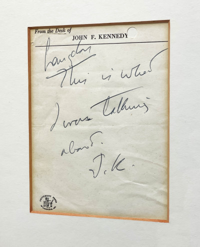 John F. Kennedy Hand Written Note
