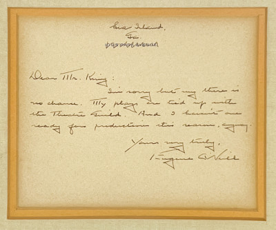 Eugene O'Neill Signed Note