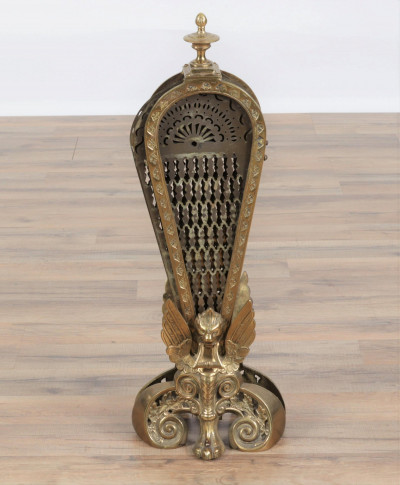 Victorian Brass Fan Firescreen, 19th C.