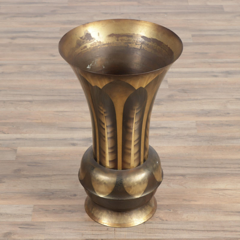 Large MFW Patinated Metal Vase, marked IKORA
