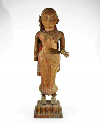 Southeast Asian Polychromed Carved Deity