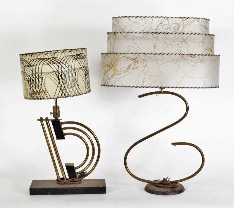 Two Mid Century Brass Table Lamps