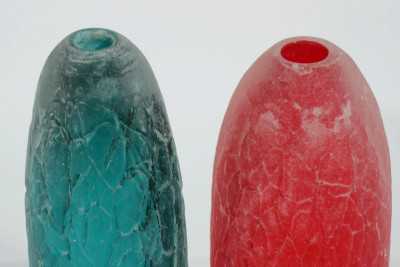3 Cenedese Frosted & Colored Glass Vases, 1970