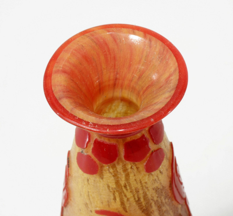 LaVerre Francais Acid Etched Glass Vase, E 20th C.