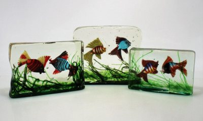 Image for Lot Style of Alfredo Barbini - 3 Glass Fish Reliefs