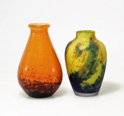 Muller Freres - Two Multi-Color Cabinet Vases