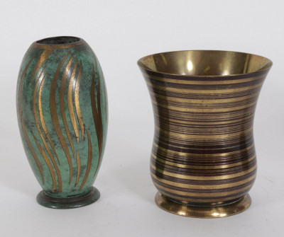 4 Ikora / WMF Patinated Metal Vases, 1930