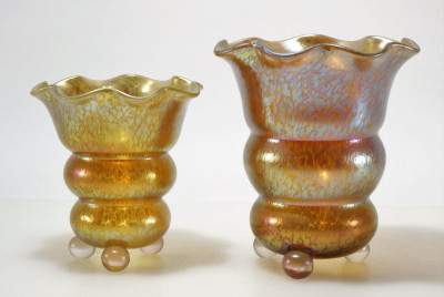 Image for Lot Loetz - 2 Czechoslovakia Iridescent Glass Vases