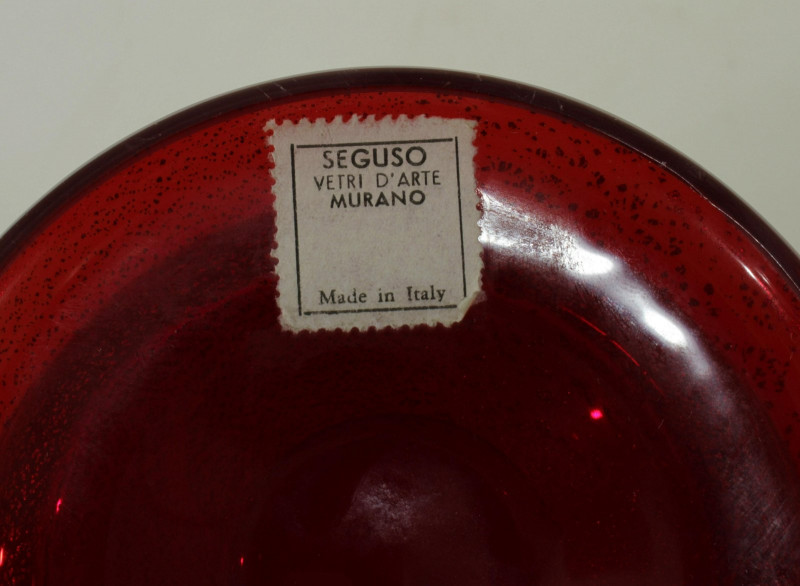 Gold Fleck Ruby Glass Vase, poss. Seguso