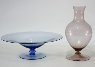 Image for Lot Pauly & Co. - Glass Compote & Vase, 1950