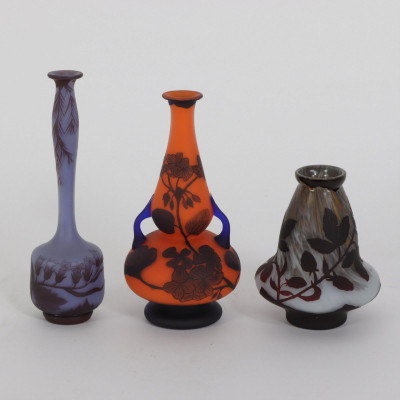 Image for Lot Richard - 3 Cameo Glass Vases